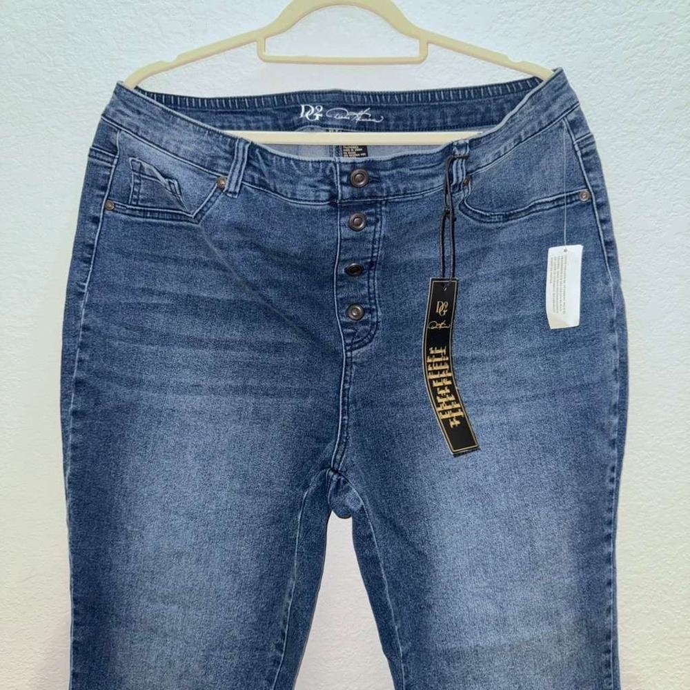 Diane Gilman Women's XLT Dark Wash Denim Jeans Pull On Ankle Snap Button Skinny - Picture 10 of 15